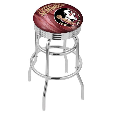 Holland Bar Stool Co 25" Chrome 2-Ring Florida State Head Swivel Bar Stool, Accent Ring L7C3C25FSU-HD-D2